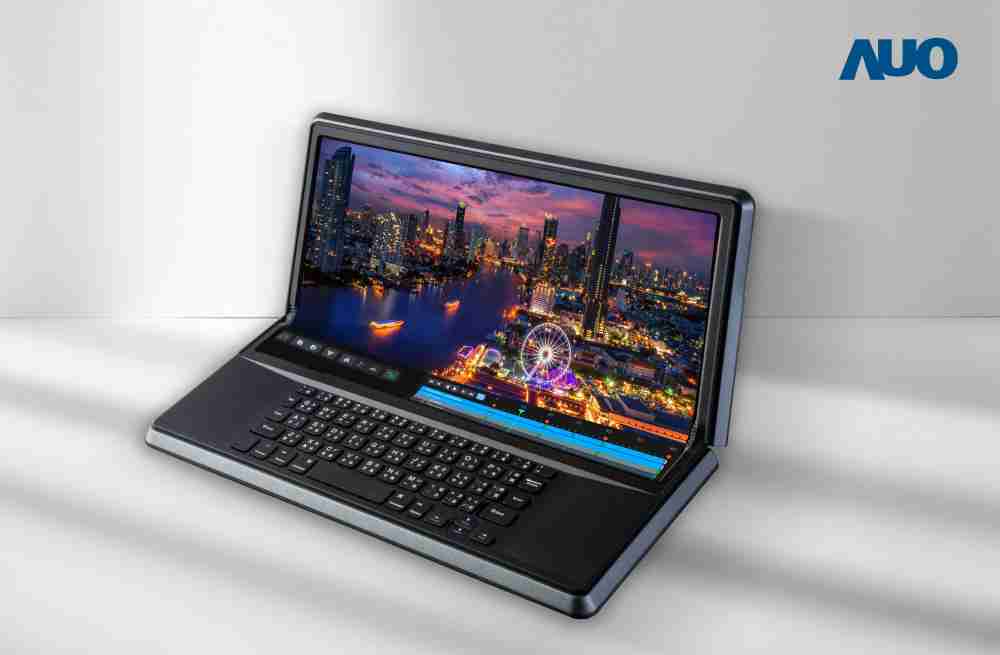 优游UB814.6吋Micro LED折迭显示屏幕，，，搭配半径4mm的弯折绞炼，，，以及高画素、、、、高亮度、、、、高对比度的显示技术特点，，即便在大视角下仍保有绝佳色相与亮度