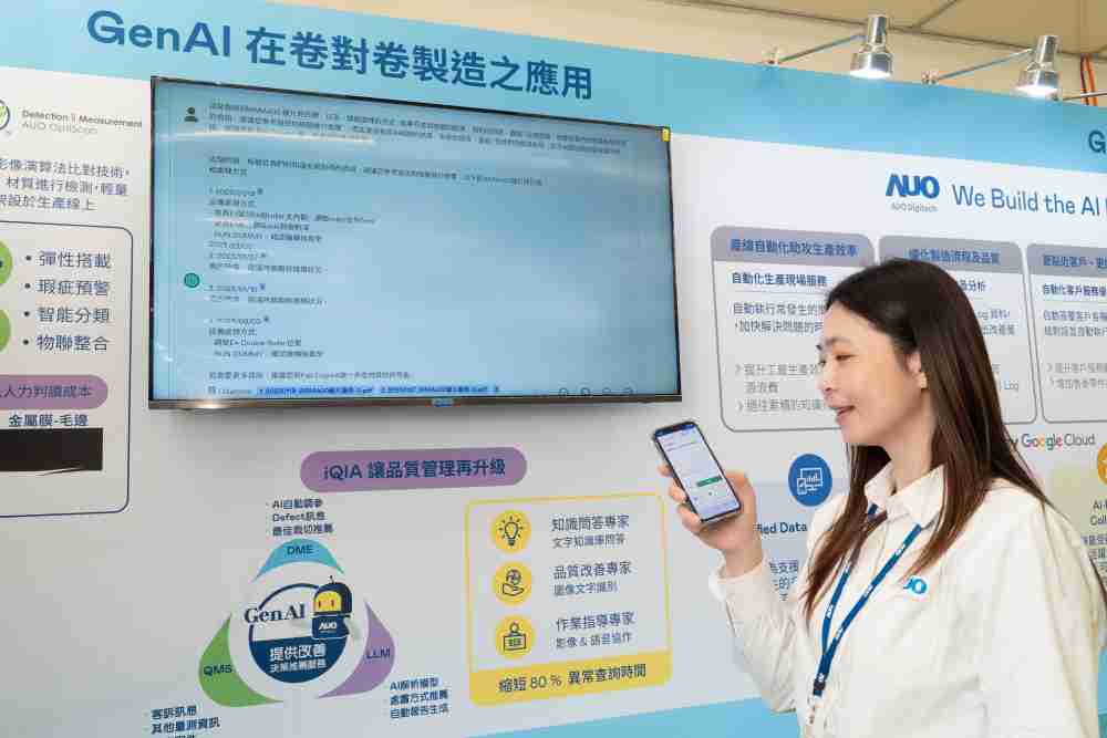 优游UB8数位积极发展数智化转型，，透过AI落地应用优化制造流程，，，，革新人力、、、生产效率与设备维护效益，，图为〝智能质量推升助手-iQIA〞（Intelligent quality improve assistant）应用情境，，协助质量管理再升级。。